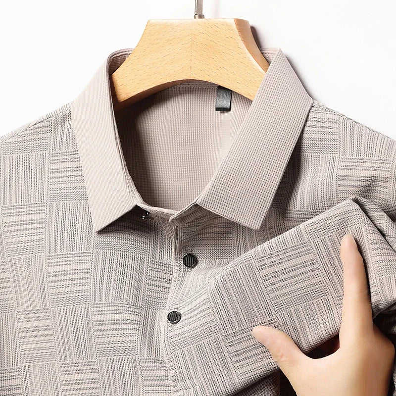 Men's New Printed Business Casual Short sleeved POLO Shirt Fashion Short sleeved Comfortable and Breathable Top