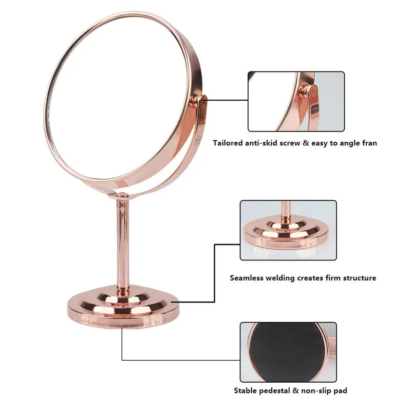 3/4/5 Inch Double-Sided Makeup Mirror – 2X Magnification, Clear Reflection, Portable Travel Size with Foldable Stand