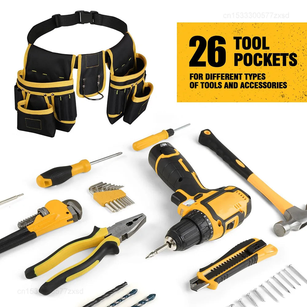 Tool Belt Bag Utility Belt Adjustable Pockets Tool Belts Detachable Work Pouch Bag Heavy Waist Apron Versatile Pouch Bag