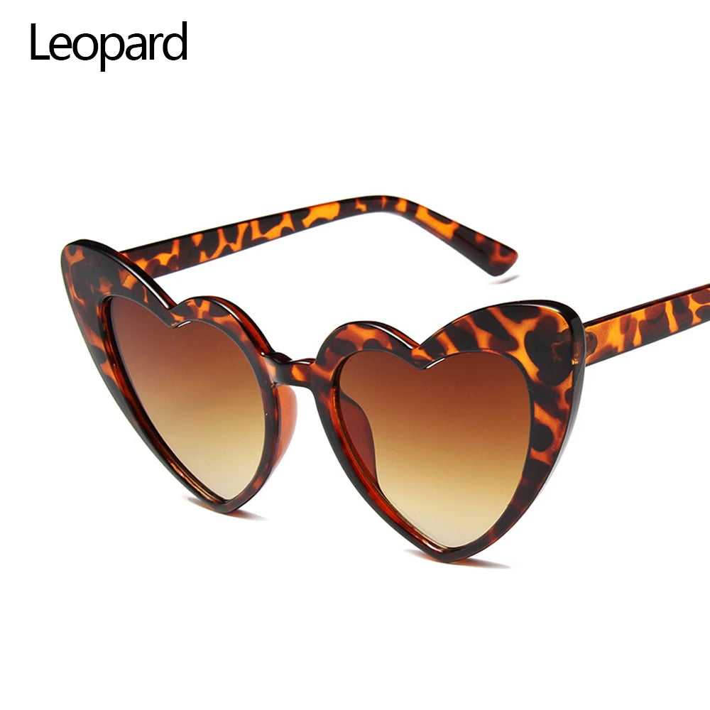 Ladies Fashion Metal Frame Sunglasses Fancy Dress Retro Heart Shaped Gradient Lens Sunglasses UV 400 Outdoor Goggles