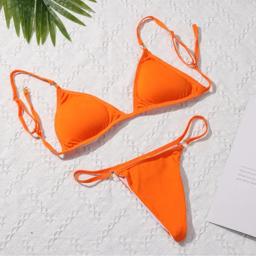 Metal Backless Bikini Set