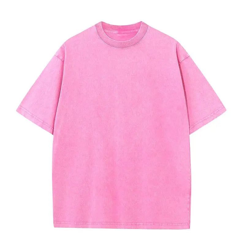 2025 Heavy Men Washed Vintage Oversized T-Shirt Street Hip Hop Punk Tee women Harajuku Casual Cotton Short Sleeve Acid Wash Top