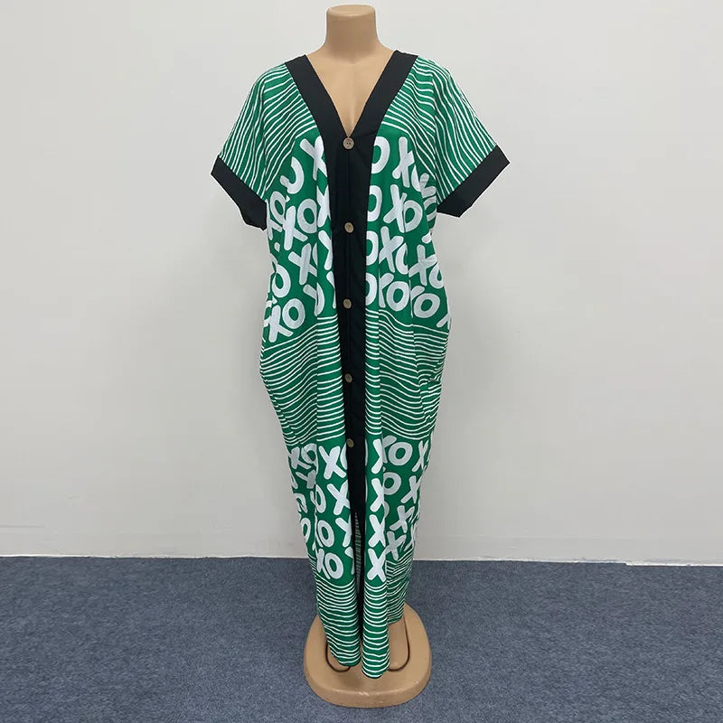 Summer African Polyester Party Evening Long Maxi Dress Kaftan Muslim Abaya Outfits Plus Size Dashiki African Dresses for Women