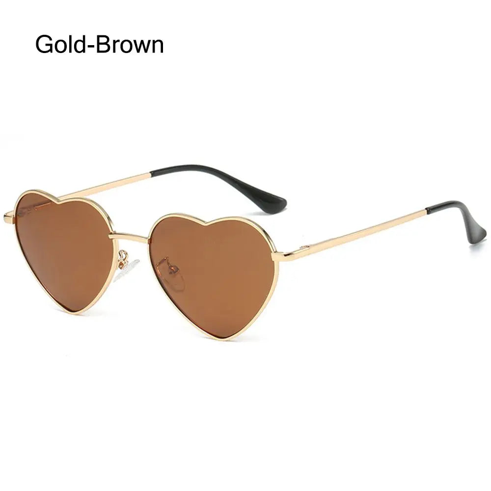 Ladies Fashion Metal Frame Sunglasses Fancy Dress Retro Heart Shaped Gradient Lens Sunglasses UV 400 Outdoor Goggles
