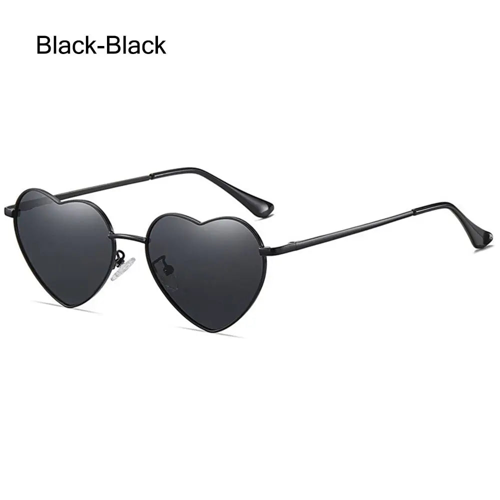 Ladies Fashion Metal Frame Sunglasses Fancy Dress Retro Heart Shaped Gradient Lens Sunglasses UV 400 Outdoor Goggles