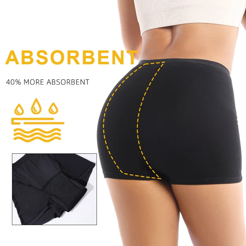 Cotton Heavy Flow Menstrual Period Panties Shorts Women Absorbency Incontinence Boxer Woman High Waist Period Underwear