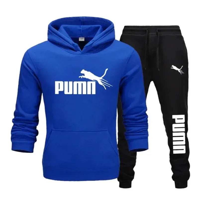 New Autumn and Winter Men's Pullover Hoodie and Pants Two-Piece Set Fashionable Trendy Fitness Casual Sportswear