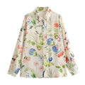 Women Fashion New Retro Flower Print Shirt Long Sleeve Single Breasted Lapel Tops Casual Outfits Blouse For Women Shirts