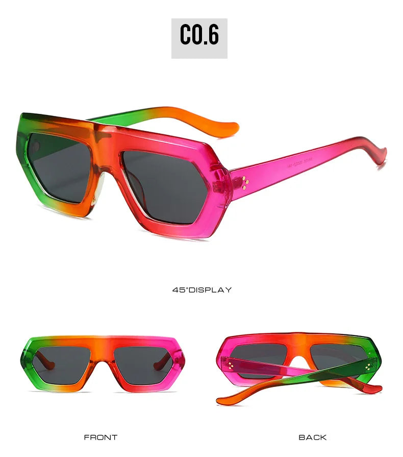 Irregular Sunglasses Sunglasses Ins Travel Street Shooting Colored Sunglasses Female Punk Style Rectangular Leopard Print Outdoo