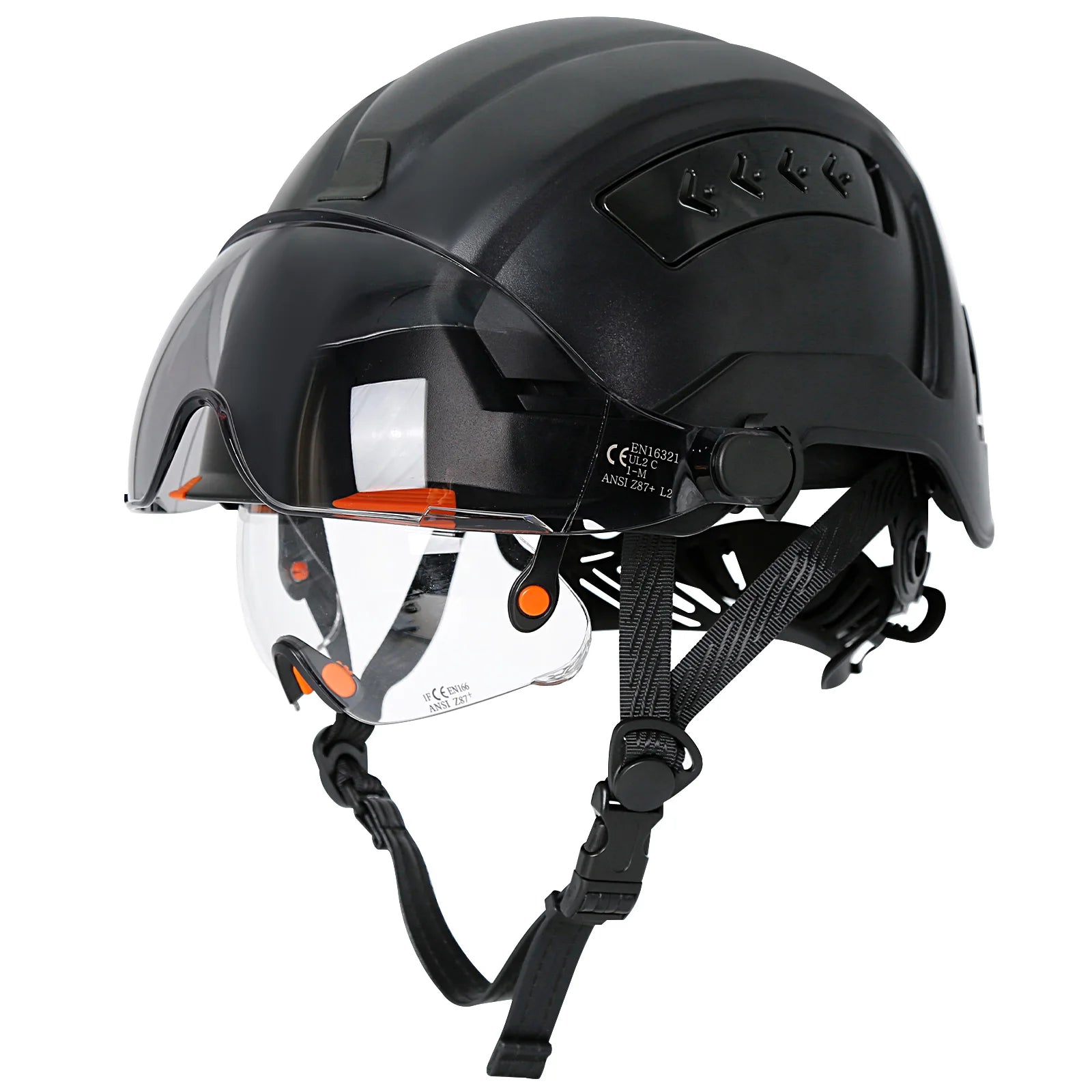CE Construction Safety Helmet with Double Goggles Built-In Visors Reflective Stickers Hard Hat ANSI Industrial Work Engineer Cap