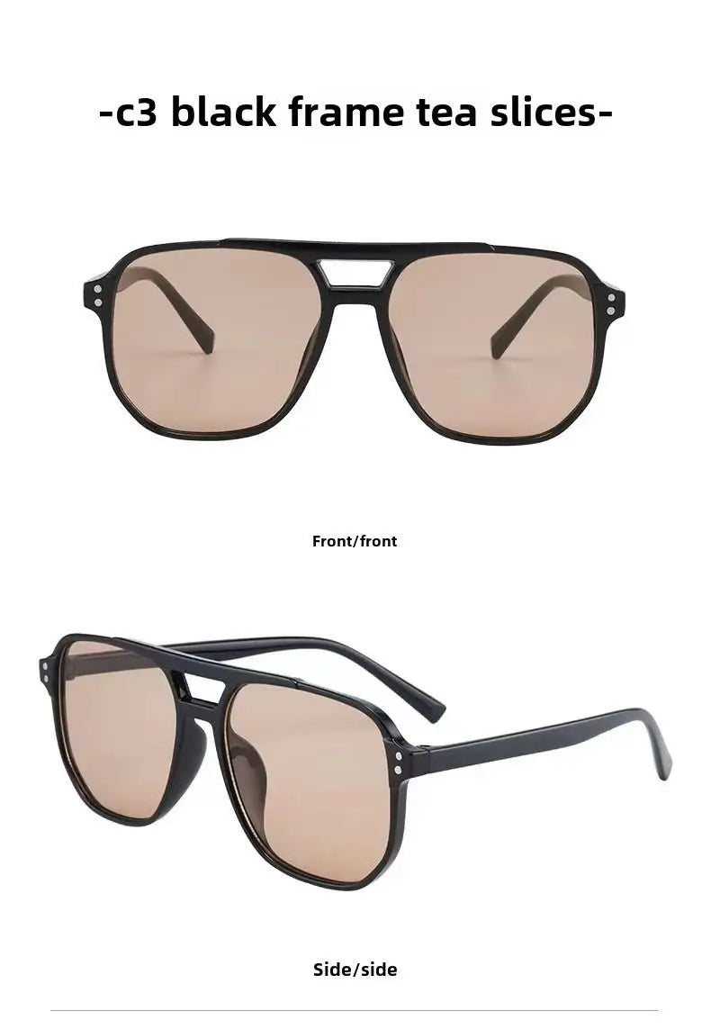 2025 New Trendy Women Sunglasses UV400 Sunshades Anti-Ultraviolet Unisex Eyeglasses Elegant Double Beam Pilot Lense