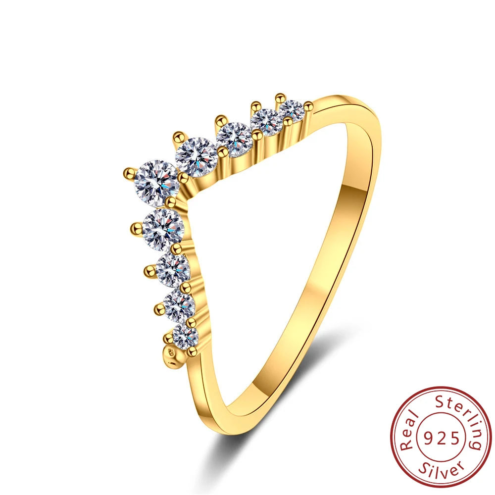 S925 Sterling Silver Little Princess Crown Diamond Ring Simple Sen Series Little Fresh Fine Wedding Engagement Birthday Gift