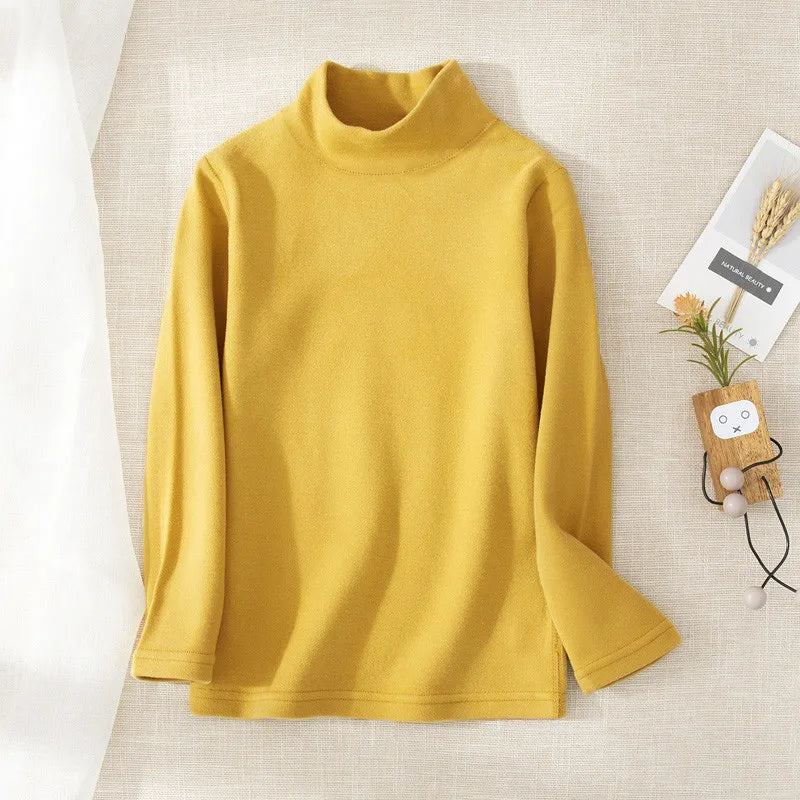 1pcs Children Thermal T-shirt Boys Girls Base TShirt Autumn Winter Warm Student Trendy Solid Color Long Sleeved Top Kid Clothing