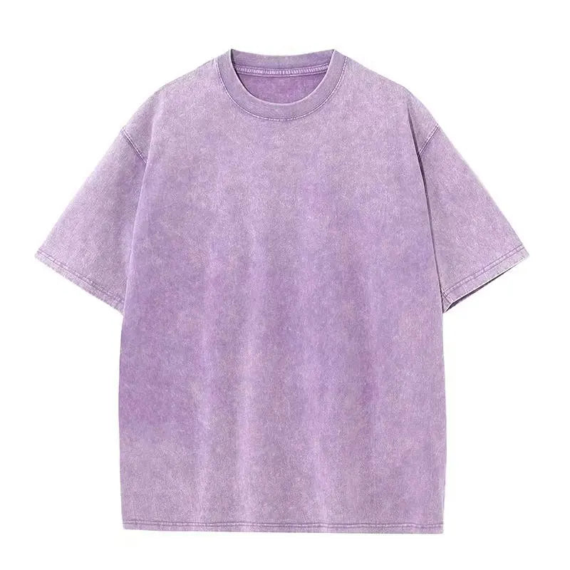 2025 Heavy Men Washed Vintage Oversized T-Shirt Street Hip Hop Punk Tee women Harajuku Casual Cotton Short Sleeve Acid Wash Top