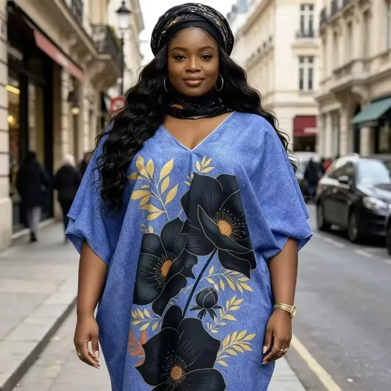 Summer African Polyester Party Evening Long Maxi Dress Kaftan Muslim Abaya Outfits Plus Size Dashiki African Dresses for Women