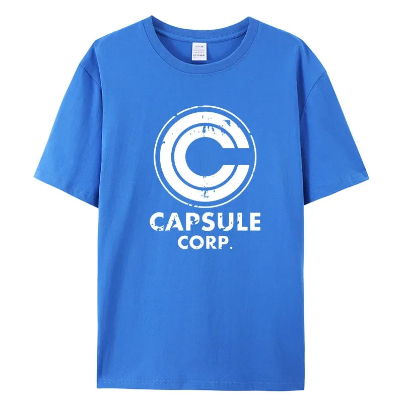 Men Short-sleeve New Funny Capsule Corp Print Tees Cotton Loose Breathable Graphic T Shirts Casual Streetwear Tops Men Clothing