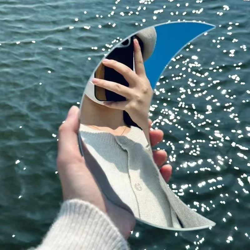 Heart Convex Mirror Round Moon Shaped Mirrors Travel Photo Props Wide-angle Lens for Photography Portable Makeup Mirrors