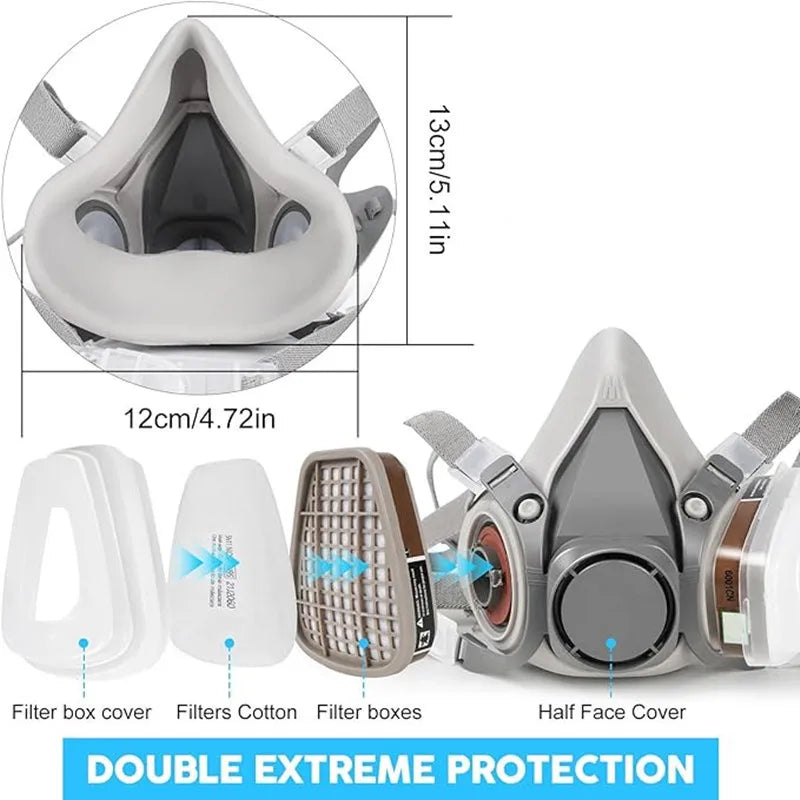 New 15in1 6200 Dust Gas Respirator Half Face Dust Mask For Painting Spraying Organic Vapor Chemical Gas Filter Work Safety
