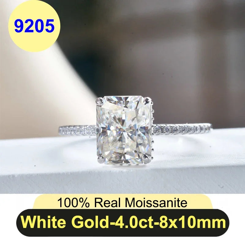 PureNew 1ct-4ct Radiant Cut Full Moissanite Diamond Rings For Women Original 925 Silver Luxury Oval Cut Lady's Diamond Ring 2025