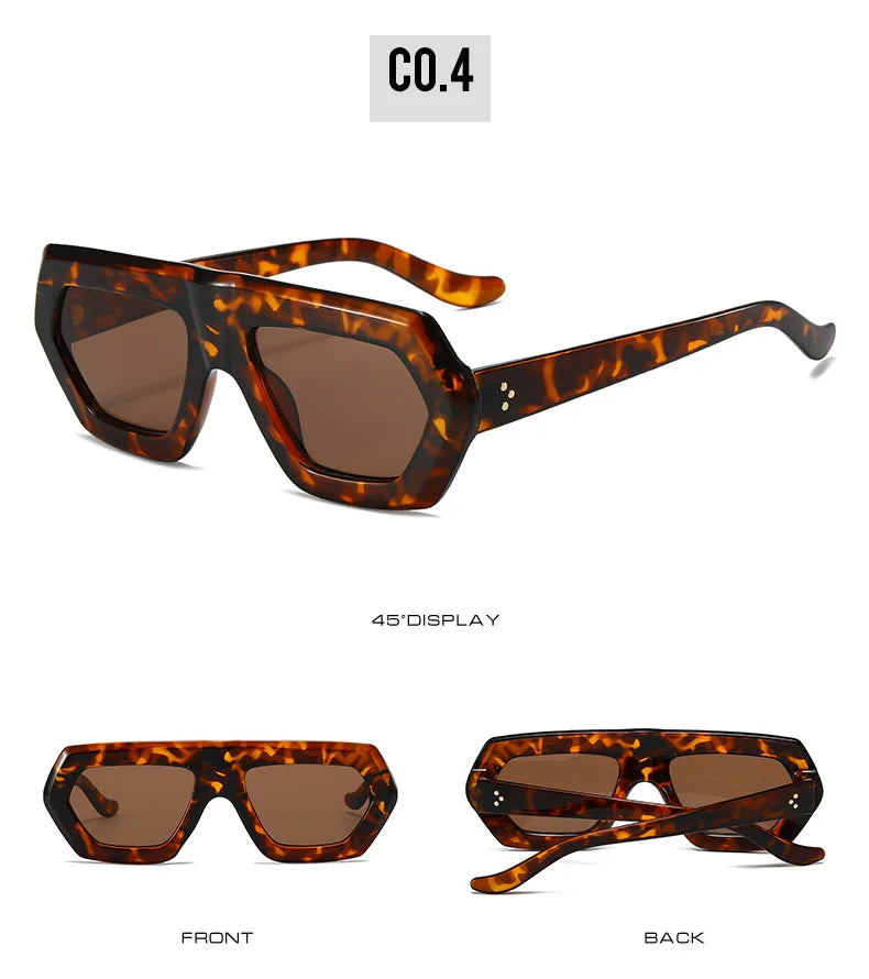 Irregular Sunglasses Sunglasses Ins Travel Street Shooting Colored Sunglasses Female Punk Style Rectangular Leopard Print Outdoo