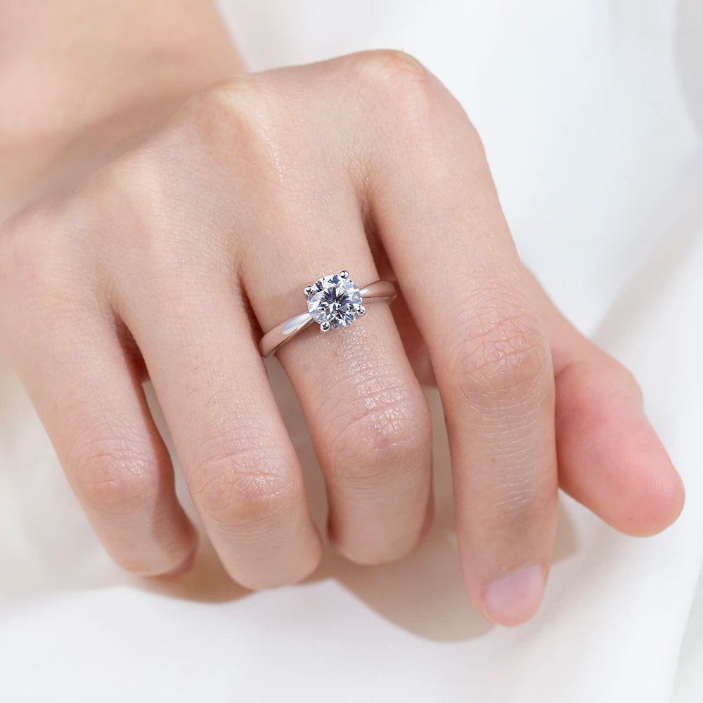 18K Real Gold PT950 Rings Round Lab Grown Diamond With IGI Certificate Ring For Woman Girls In Stock MSR-371