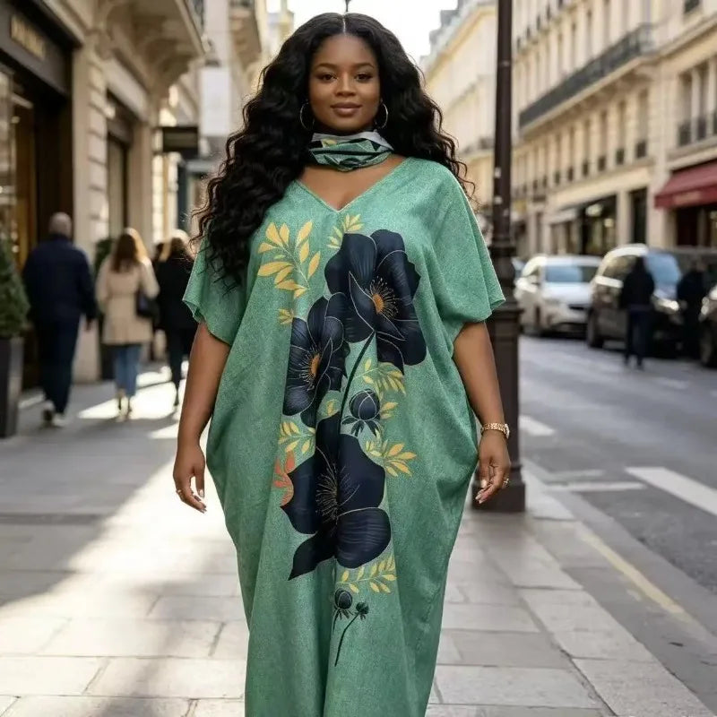 Summer African Polyester Party Evening Long Maxi Dress Kaftan Muslim Abaya Outfits Plus Size Dashiki African Dresses for Women