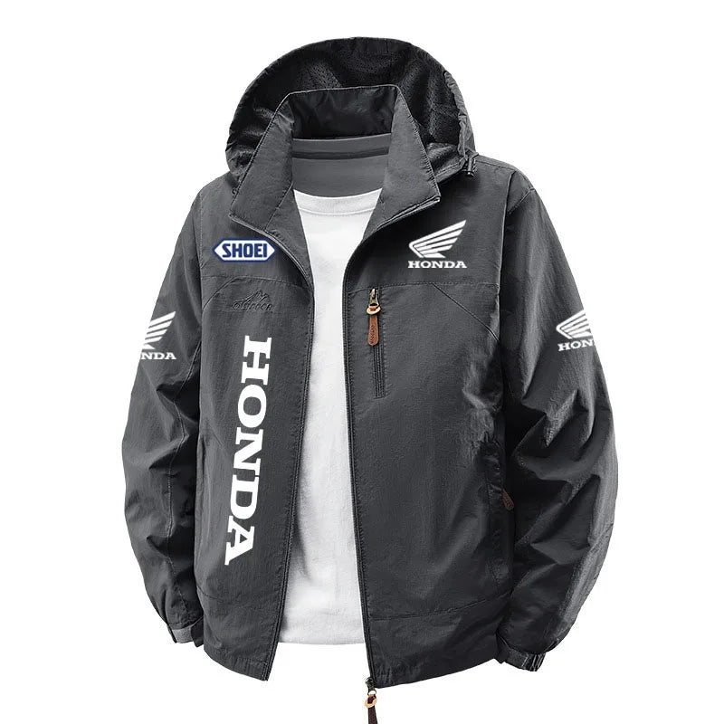 Spring Jacket, Honda Motorcycle Jacket, Racing , Men's Sports Zipper, Hook-Top, Fashionable Men's Sun-Protective The hat is deta