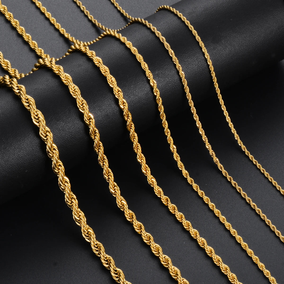 1 piece Gold Color Width 2mm/2.5mm/3mm/4mm/5mm/6mm Rope Chain Necklace/Bracelet For Men Women Stainless Steel Chain Necklace