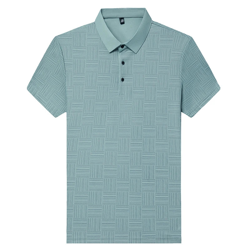 2024 Men's New Printed Business Casual Short sleeved POLO Shirt Fashion Short sleeved Comfortable and Breathable Top