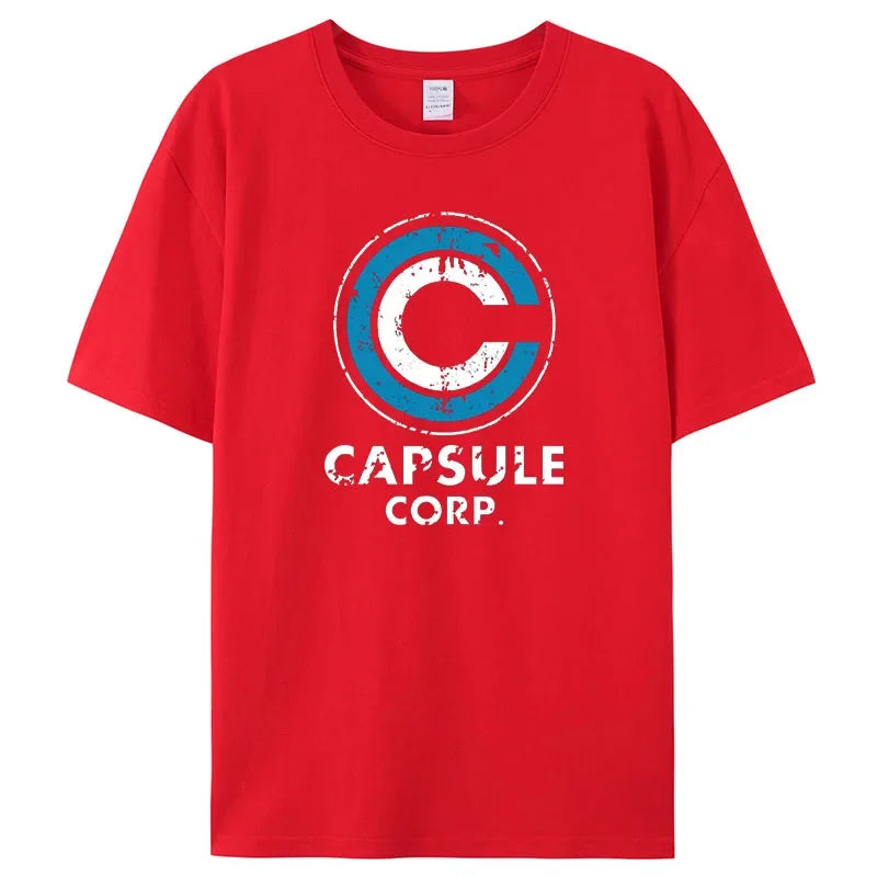 Men Short-sleeve New Funny Capsule Corp Print Tees Cotton Loose Breathable Graphic T Shirts Casual Streetwear Tops Men Clothing