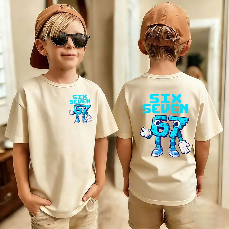 Cute Funny Six Seven Italian Brainrot 67 Number Graphic Print T-Shirt Boy/Girl Summer Short Sleeved Kids Tshirt Top Fan Gifts