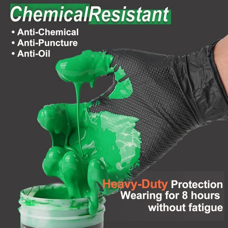 Heavy Duty Nitrile Safety Work Gloves Disposable 8mil Industrial Work Gloves Diamond Textured Men Mechanic Auto Gardening Gloves