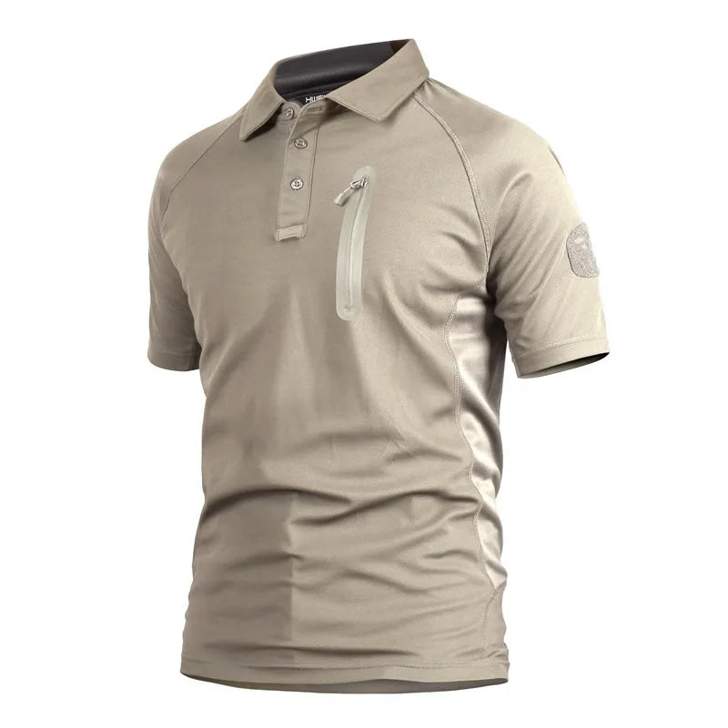 Men's Tactical T-Shirts Quick Dry Breathable Lightweight Short Sleeve with Zip Pocket Outdoor Hiking Combat Casual Sports Tops