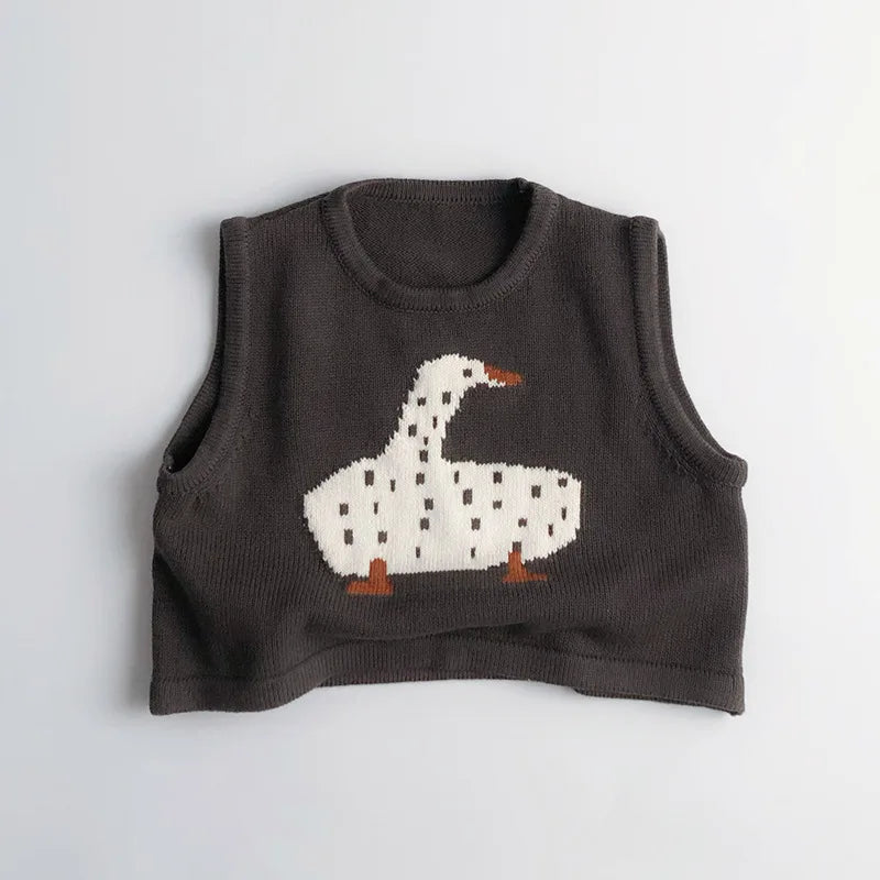 Children Sleeveless Sweater Toddler Kids Cotton Vest Coat Boys Knitted Waistcoat Girls Clothes Cartoon Tops Casual Outerwear