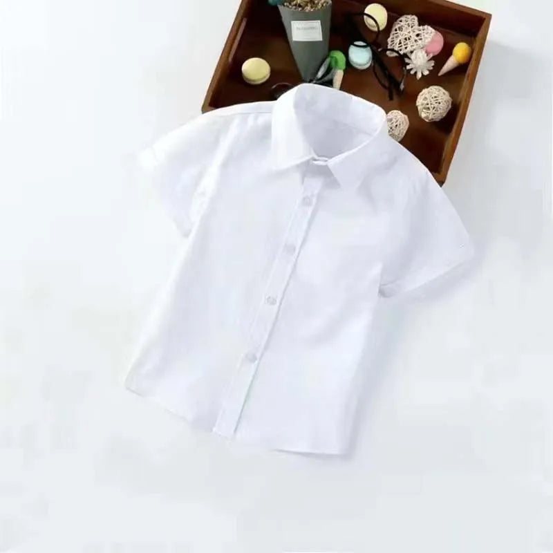 Baby Toddler Teenage Clothes School Uniform Boys Shirts White Long Sleeve Turn-down Collar Kids Shirt For Boys Children Tops
