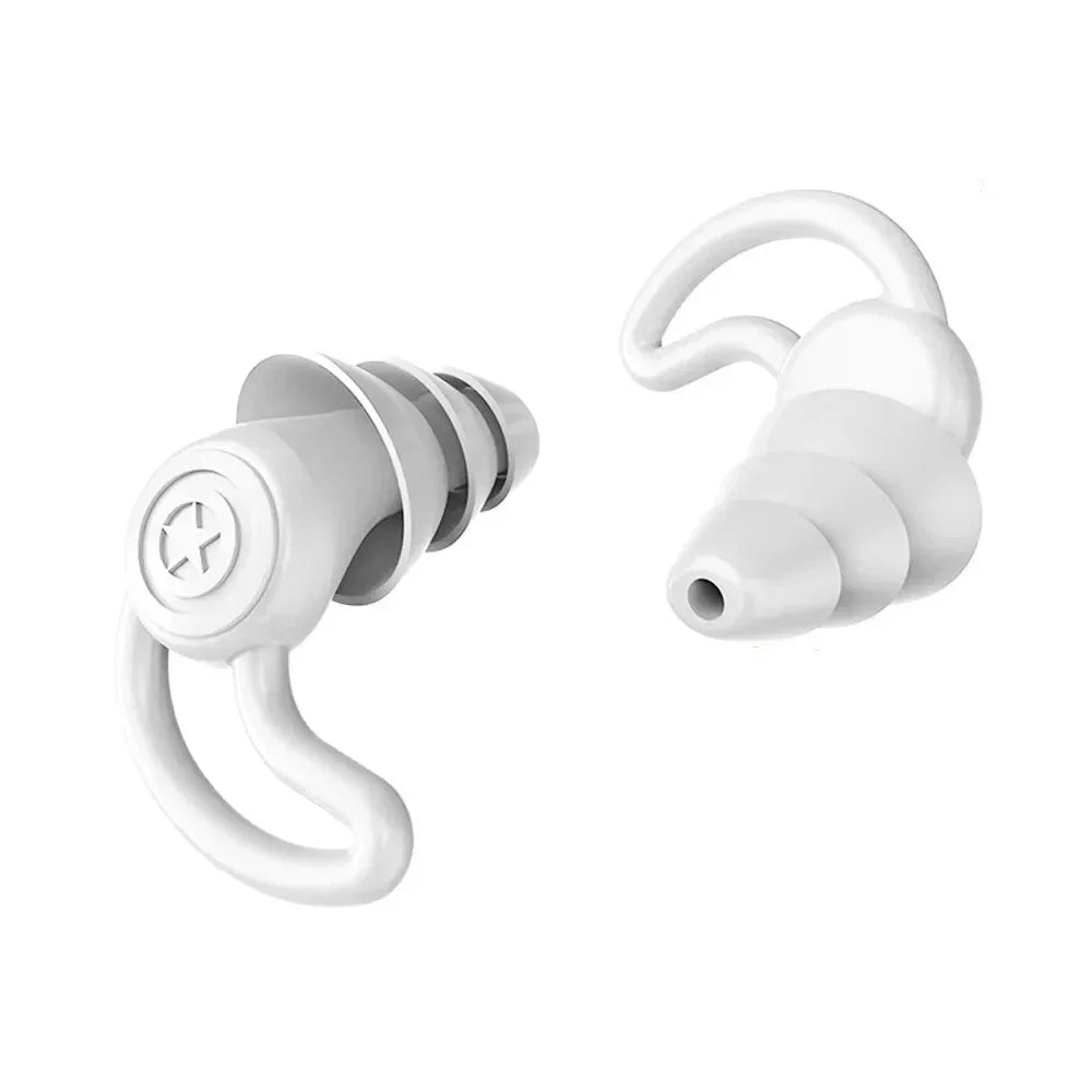 HUAK 3 Layer Ear  Work & Swim Silicone Earplugs – Noise Protection for Factories  Waterproof for Pools, Comfortable All Shift