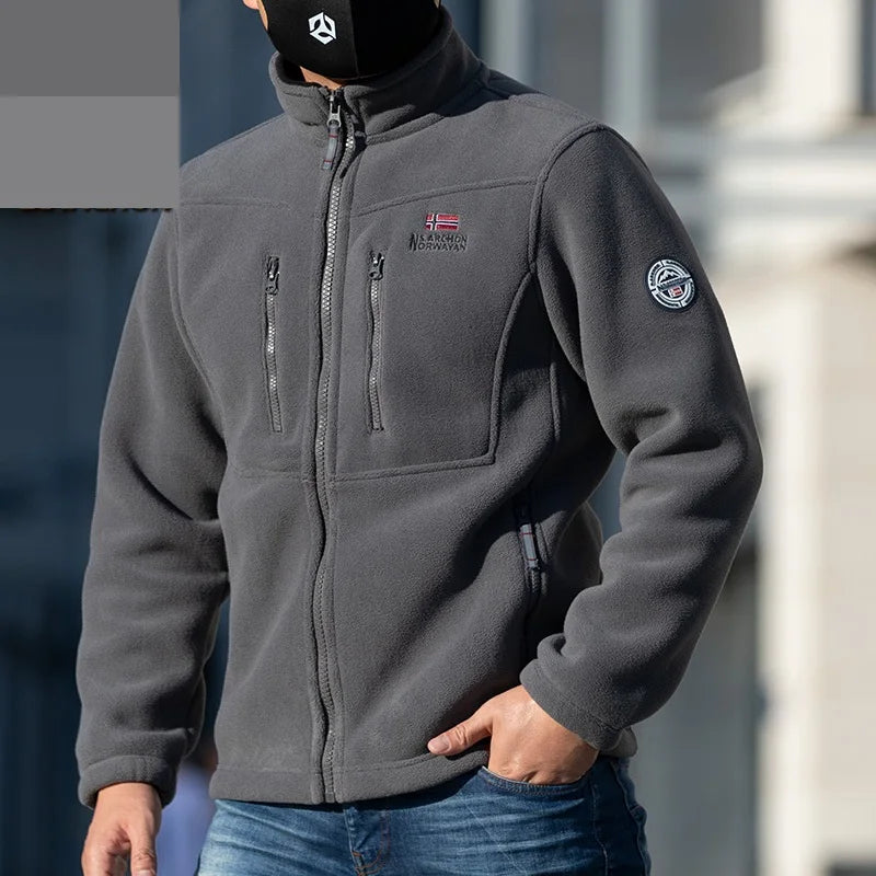 New Men's Fleece Jacket Warm Fit Sweater Casual Coat Polar Fleece Autumn Winter Jackets Men Stand Colar Fashion Clothing Tops