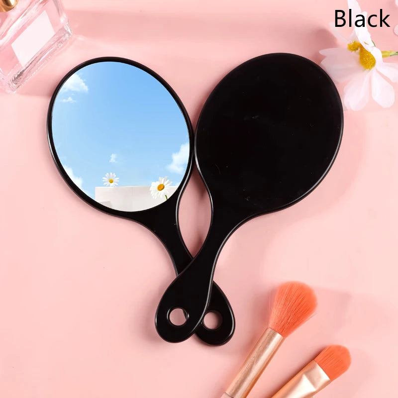 1Pc Portable Handheld round Makeup Mirror for Women with Handle Compact Vanity Mirror for SPA Salon Cosmetic Use