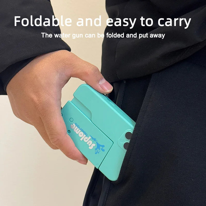 Mini Folding Mobile Phone Water Gun, Manual Continuous Dual Head Water Gun, Summer Water Play And Decompression Toy