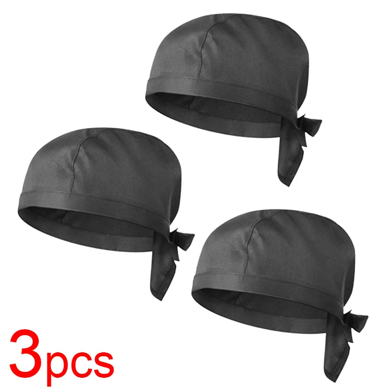Black Chef Hat 9/6/3/1 Pcs Tie Back Adjustable Chef Cap Bandana Skull Cap Breathable Cook Hat for Kitchen Cooking Other work