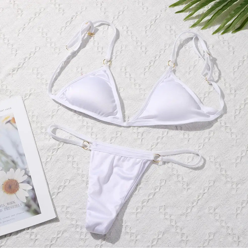 Metal Backless Bikini Set