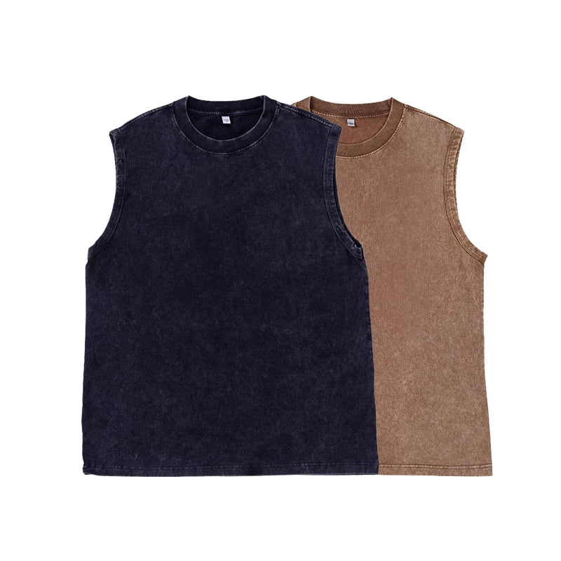 Harajuku Streetwear Men Korean Vintage Tank Top Fashion Casual Vest Loose Retro Sleeveless Shirt Hip Hop Tank Tops Man Clothing
