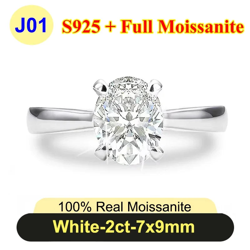 PureNew 1ct-4ct Radiant Cut Full Moissanite Diamond Rings For Women Original 925 Silver Luxury Oval Cut Lady's Diamond Ring 2025