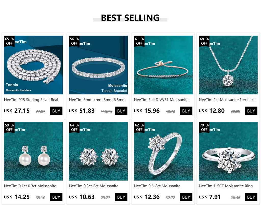 NeeTim 1-5CT Moissanite Ring Lab Diamond Solitaire Ring for Women S925 Silver Engagement Party Wedding Band Jewelry Certified