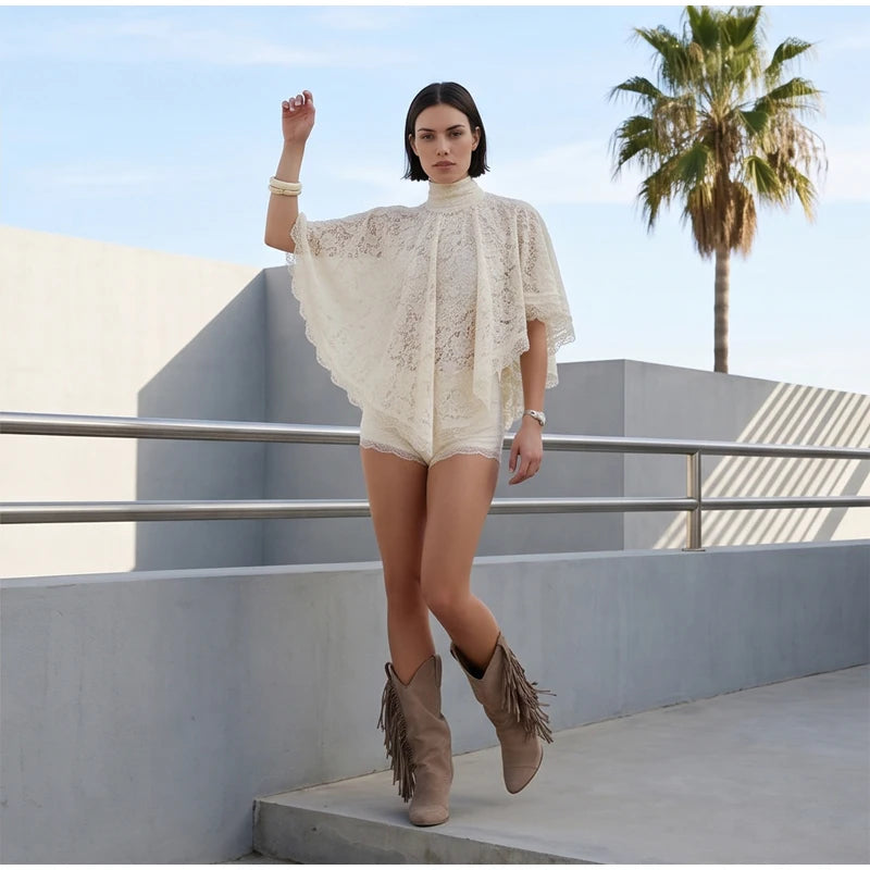 Lace Summer Top & Shorts Set