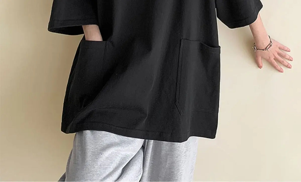 Men's Pocket Patchwork O-Neck Solid Short Sleeve T-Shirts Loose Fashion Summer New Plus Size Basic Tops Trend Casual Men Clothes
