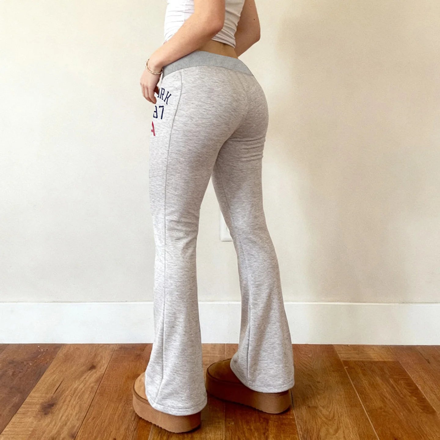 SUCHCUTE America Low Waist Drawstring Patchwork Printed Pants Y2k Streetwear Women Sweatpants Summer Long Trousers All Match New