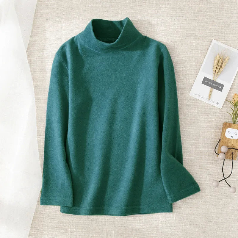 1pcs Children Thermal T-shirt Boys Girls Base TShirt Autumn Winter Warm Student Trendy Solid Color Long Sleeved Top Kid Clothing