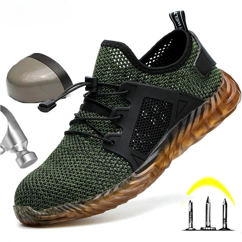Work Sneakers Men Safety Shoes Construction Steel Toe Work Safety Boots Men Shoes Anti-puncture Work Summer Shoes Breathable