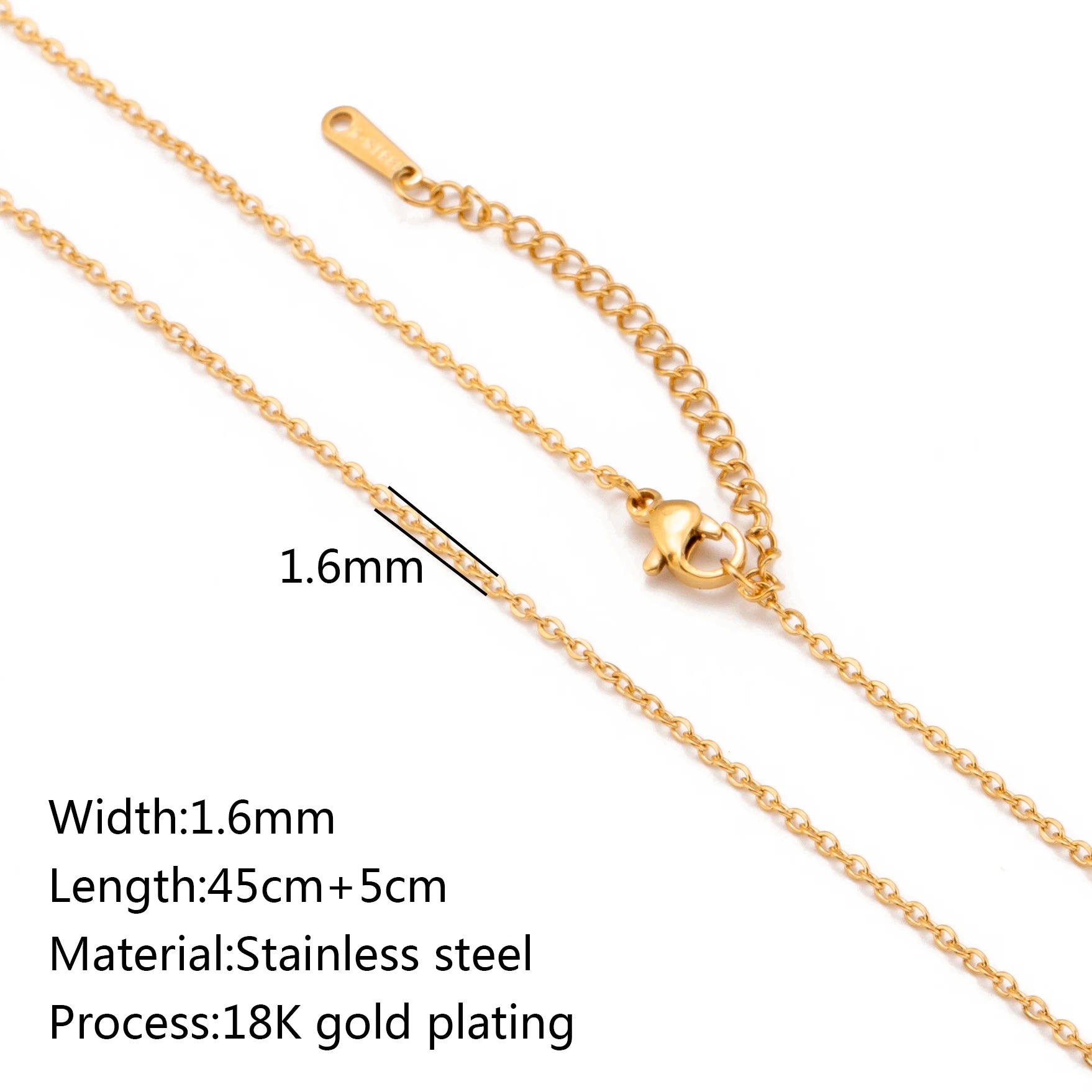 5pc 18K Gold Color PVD Plated Stainless Steel Cuba Cross O Ripple Twisted Chain Necklace Adjustable Chain DIY Necklace Wholesale